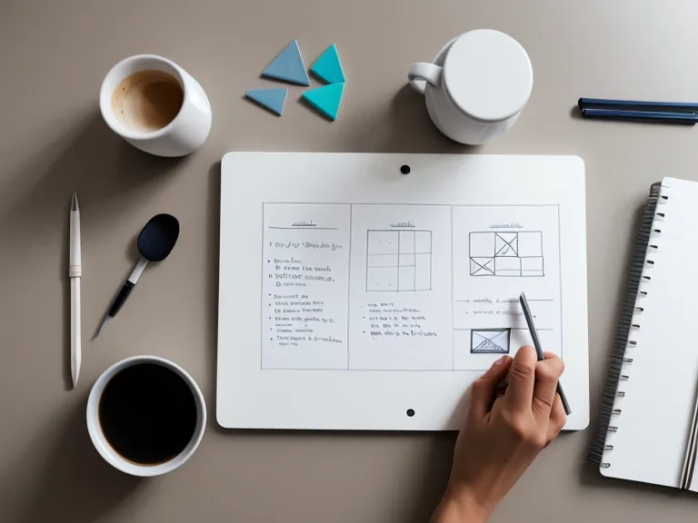 Software-Architektur als Sketchnote skizziert - Boxen und Pfeile für visuelle Kommunikation im Product-Management-Meeting